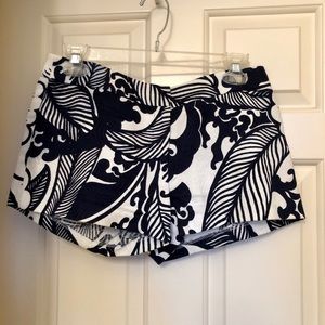 Milly Blue and White Tropical Print Shorts